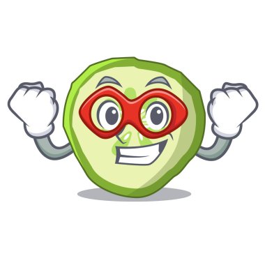 Süper kahraman dilimlenmiş salatalık hamburger madde karakter karikatür