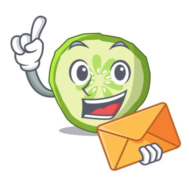 Zarf ile dilimlenmiş salatalık hamburger madde karakter karikatür