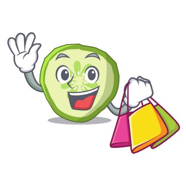 Alışveriş dilimlenmiş salatalık hamburger madde karakter karikatür