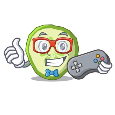 Oyun Maskot dilim salatalık sebze pişirmek için