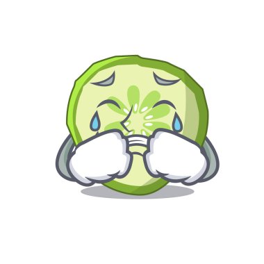 Maskot dilim salatalık sebze pişirmek için ağlıyor