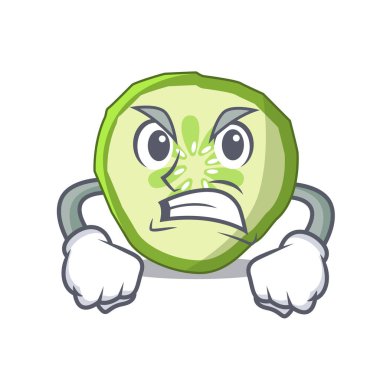 Kızgın maskot dilim salatalık sebze pişirmek için