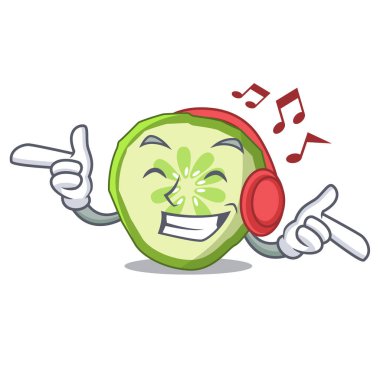 Dinleme müzik maskot dilim salatalık sebze pişirmek için