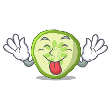 Sebze organik gıda dilim salatalık maskot dil