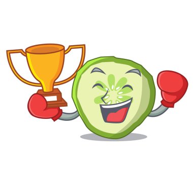 Boks kazanan sebze organik gıda dilim salatalık maskot