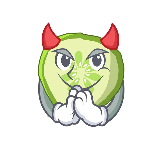 Diablo mascota rebanada de pepino para cocinar verduras — Vector de stock
