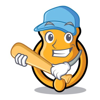 Beyzbol kapı tokmağı karakter karikatür izole çalmaya