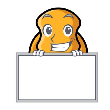 Karakter karikatür izole Pano kapı tokmağı ile sırıtarak