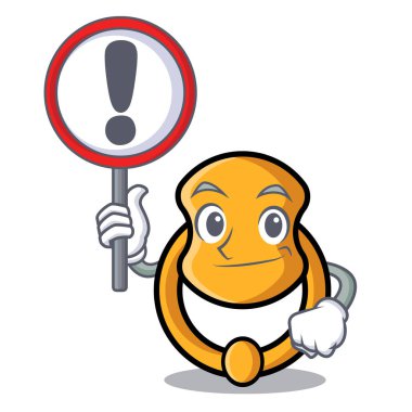 Karakter karikatür vektör illüstrasyon izole işareti kapı tokmağı ile