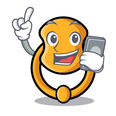 Karakter karikatür izole telefon kapı tokmağı ile