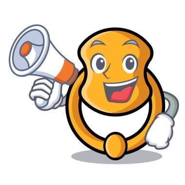 Karakter karikatür izole megafon kapı tokmağı ile