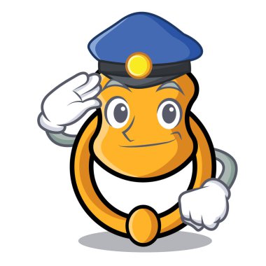 Polis kapı tokmağı karakter karikatür izole