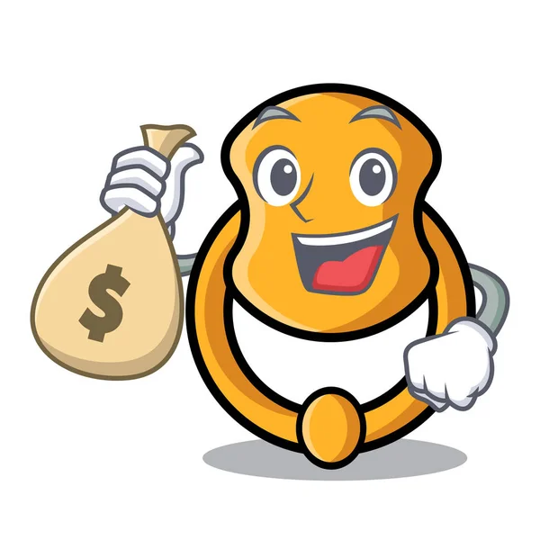 Avec sac d'argent porte frappeur isolé sur personnage dessin animé — Image vectorielle