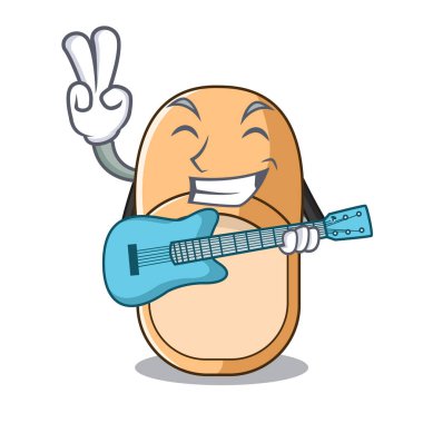 Gitar ev terlik simgesinde karikatür tarzı ile