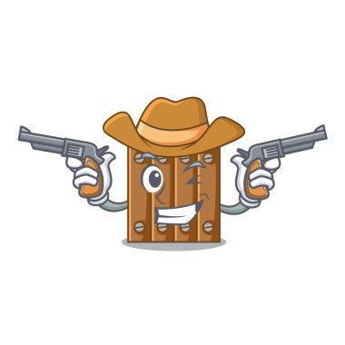 Karakter vektör illüstrasyon izole kahverengi kovboy ahşap çit