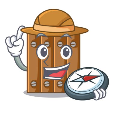 Explorer karikatür tahta çitin üzerinden çim