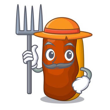 Çiftçi karakter pasta kek Çikolata izole