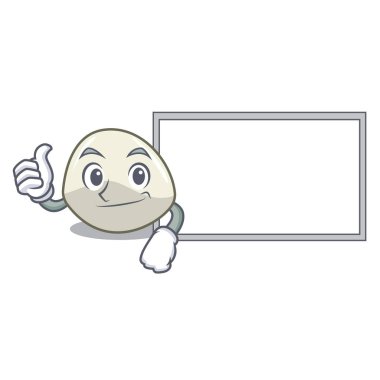 Başparmak yukarıya kurulu karakter karikatür ev yapımı organik mozzarella peyniri ile