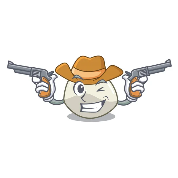 Caricatura de personaje vaquero queso mozzarella orgánico casero — Vector de stock