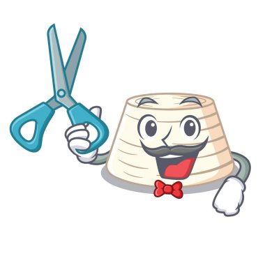 Kuaför ricotta peyniri simge karakter karikatür vektör çizim