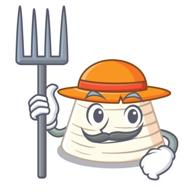 Çiftçi ricotta peyniri simge karakter karikatür vektör çizim