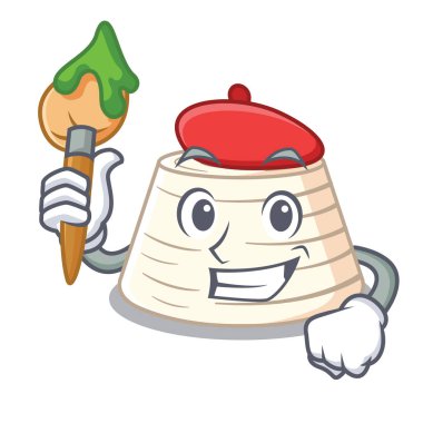 Sanatçı ricotta peyniri simge karakter karikatür vektör çizim