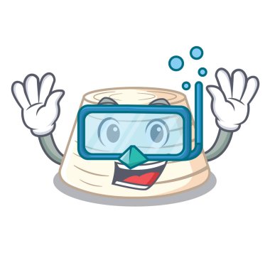 Dalış yumuşak İtalyan ricotta peyniri karakter karikatür vektör çizim