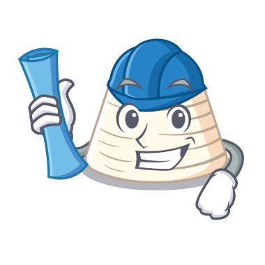 Mimar yumuşak İtalyan ricotta peyniri karakter karikatür vektör çizim