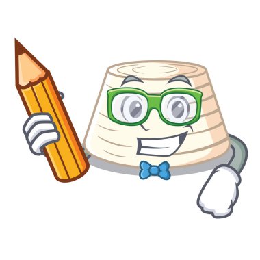 Öğrenci yumuşak İtalyan ricotta peyniri karakter karikatür vektör çizim