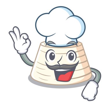 Şef yumuşak İtalyan ricotta peyniri karakter karikatür vektör çizim