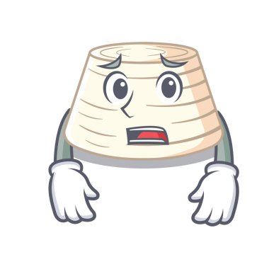 Korkarım İtalyan ricotta peyniri maskot karikatür vektör çizim üzerinde