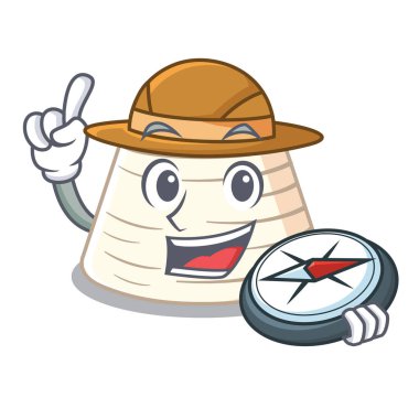 Explorer İtalyan ricotta peyniri maskot karikatür vektör çizim üzerinde