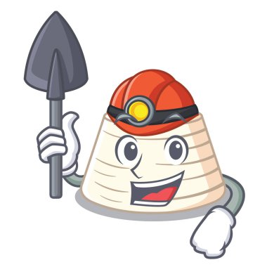 Madenci İtalyan ricotta peyniri maskot karikatür vektör çizim üzerinde