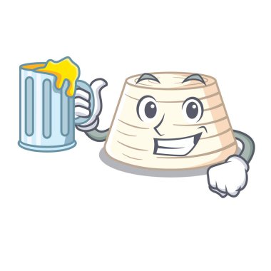 Maskot karikatür vektör çizim üzerinde suyu İtalyan ricotta peyniri ile