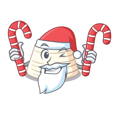 Santa maskot karikatür vektör çizim üzerinde şeker taze ricotta peynirli