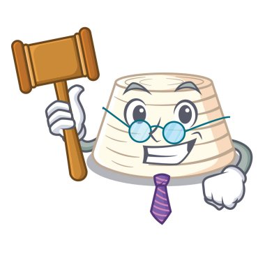 Yargıç taze ricotta peyniri maskot karikatür vektör çizim üzerinde