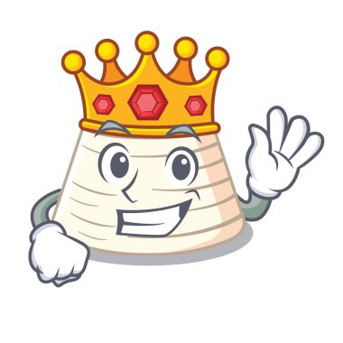 Kral taze ricotta peyniri maskot karikatür vektör çizim üzerinde