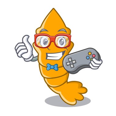 Maskot karikatür vektör illüstrasyon izole oyun pişmiş karides