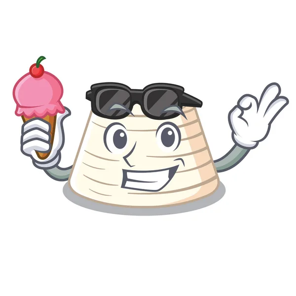Ice Cream Měkká Italská Ricotta Sýr Charakter Kreslené Vektorové Ilustrace — Stockový vektor