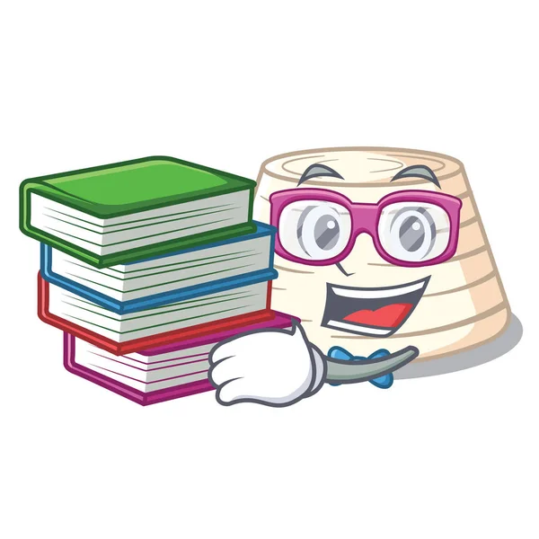 Studente Con Libro Ricotta Fresca Cartoni Animati Illustrazione Vettoriale Mascotte — Vettoriale Stock