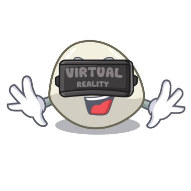 Sanal gerçeklik geleneksel İtalyan yemekleri mozzarella peynir maskot vektör çizim