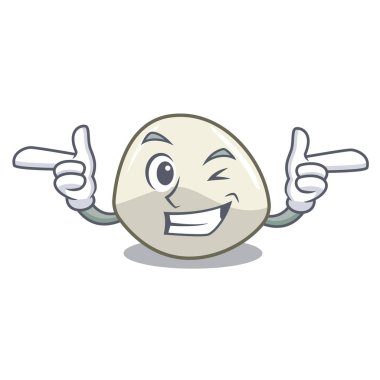 Wink karakter karikatür taze mozzarella peynir dilimleri vektör çizim