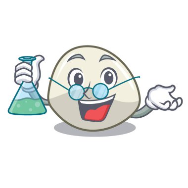 Profesör karakter karikatür taze mozzarella peynir dilimleri illüstrasyon vektör