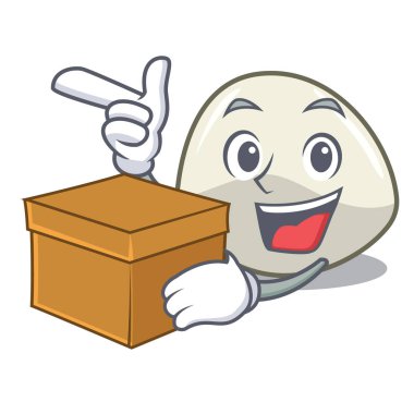 Kutusunun karakter karikatür ile taze mozzarella peynir dilimleri illüstrasyon vektör