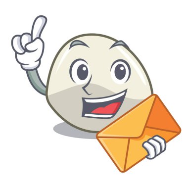 Zarf karakter karikatür ile taze mozzarella peynir dilimleri illüstrasyon vektör