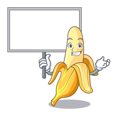 Yönetim Kurulu olgun muz üzerinde karakter karikatür vektör illüstrasyon izole getirmek