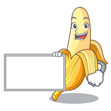 Karakter karikatür vektör illüstrasyon izole kurulu olgun muz ile