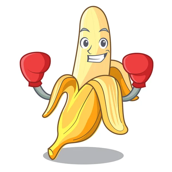 Boxning Mogen Banan Isolerad Karaktär Tecknade Vektorillustration — Stock vektor