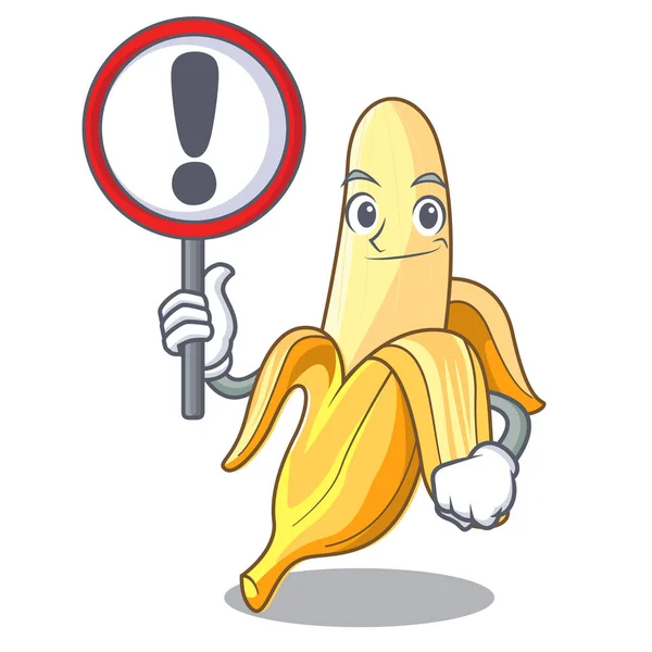 Sign Ripe Banana Isolated Character Cartoon Vector Illustration — Stock Vector