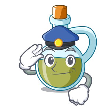 Polis şişe ahşap vektör çizim zeytinyağında karakter